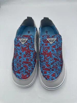 Columbia PFG Bahama Youth Boys Boat Shoes Blue Grey  Red Slip On Sneaker Size 5 - Image 1 of 4