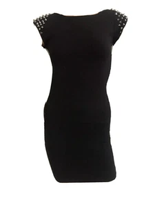 AX PARIS Black Studded Sexy Stretch Bodycon Mini Party Dress UK 8 EU 36 S BNWT - Picture 1 of 10