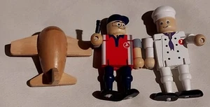 3 Turkish Airlines Wooden Eco Toys Figurine Doll 4" Poseable Cook Crew + Plane - Picture 1 of 6