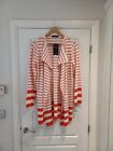 M&S Red White Striped Knit Cardigan Size M 12 14 Uk New