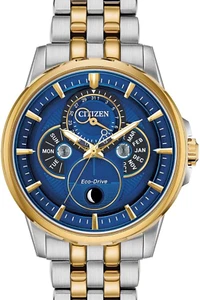 $575 CITIZEN Eco-Drive CALENDRIER MOON-PHASE Two-Tone Men BU0054 BRAND NEW - Picture 1 of 9