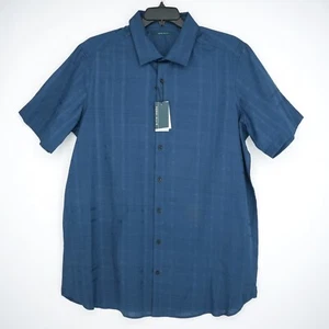 Perry Ellis Men's Short-Sleeve Shirt XLT Blue Check NWT $89.50 - Picture 1 of 10