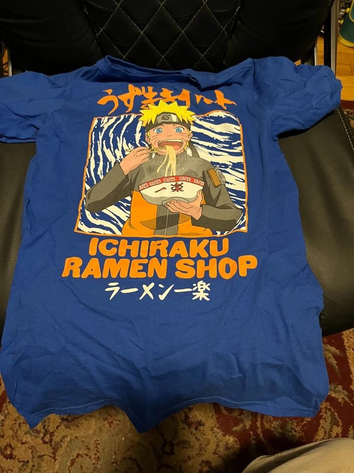 Camisa para niños talla grande azul manga corta Naruto Ichiraku tienda de ramen Foto 1 de 1
