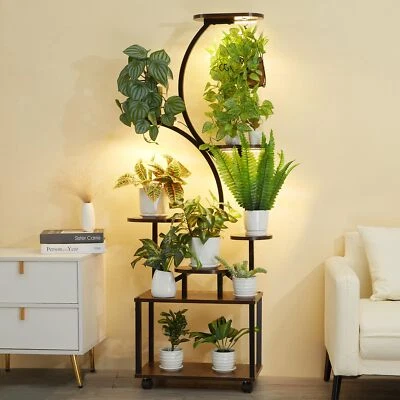 Plant Stand Indoor with Grow Lights 61" Tall 8 Tiered Metal Plant Flower Shelf - Image 1 of 4