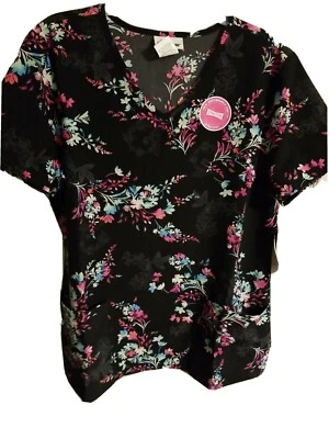 Colorful flowery Woman Scrub Top by Scrub Star NWT size medium ultrasoft stretch - Image 1 of 4