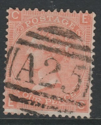 GB 1865-73 used ABROAD Malta 4d vermilion plate 13 EC sg z49 - Image 1 of 2