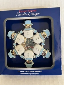 2022 Snowmen Ornament by Regent Square 6 Snowmen Snowflake Design Crystal NEW - Picture 1 of 3