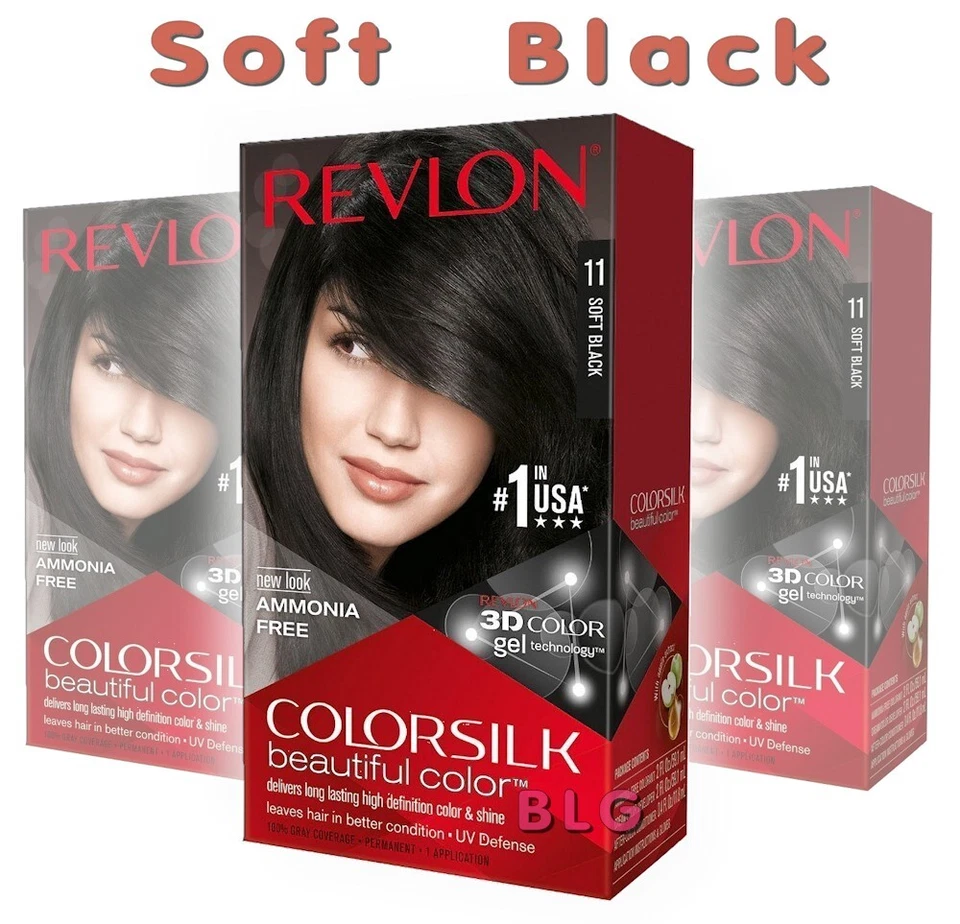 Revlon NEGRO SUAVE Colorseda Permanente 3D Tinte Queratina Color de Cabello Libre de Amoníaco #11 Foto 1 de 1
