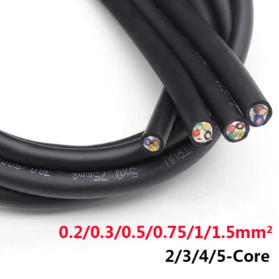 2/3/4/5 Core Electrical TRVV Cable Flexible PVC Towline Cable 0.2mm²-1mm² Black - Image 1 of 4