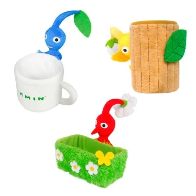 Nintendo Store San-Ei Trade Pikmin plush toy accessory case 3 pieces From Japan - Image 1 of 4