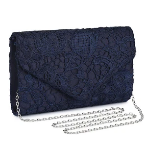 Women Clutch Envelope Evening Bag Floral Lace Bridal Wedding Party Prom Handbag - Picture 1 of 22