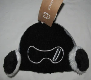 CHAOS NEW knit winter hat fleece lined boy 7-14 black ski mask ear muff look NWT - Picture 1 of 2