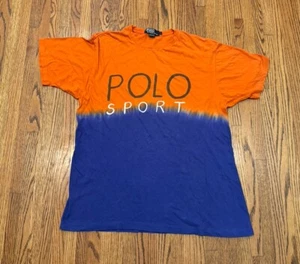 Ralph Lauren Polo Sport Vintage 90s Single Stitch Tie Dye Graphic Spellout Shirt - Picture 1 of 14