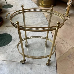 Piccolo Carrello vintage portavivande bar in ottone - Foto 1 di 4