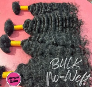Curly Bulk Human Hair Extensions for Braiding – 100% Natural & Unprocessed - Picture 1 of 8