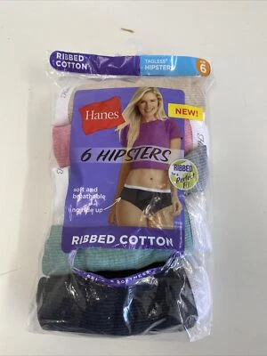 Hanes (PP41SC) Womens Cotton Hipster Underwear Size 6 - Pack of 6. NIOB. - Image 1 of 4