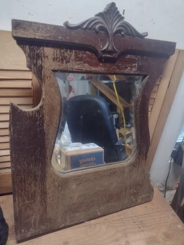 Antique Wood Project Mirror Beveled Glass Wall Dresser Buffet Victorian Cover