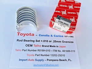 Toyota Corolla - Carina 2TC, 3TC 71-82 Rod Bearing Set +.010 O/S - Taiho Japan - Bild 1 von 5