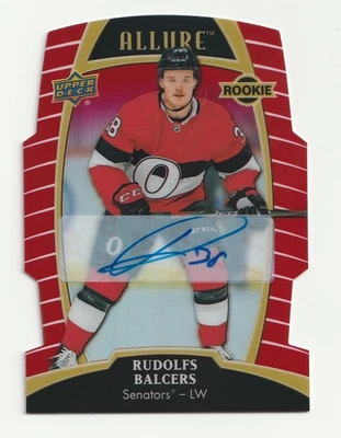 Rudolfs Balcers 2019-20 Upper Deck Allure Red Rainbow Rookie Auto 075/349 - Image 1 of 2