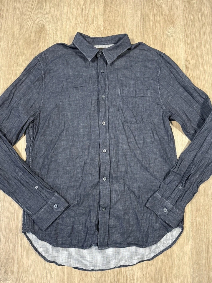 VINCE Regular Fit Double Face Button Down Shirt Brushed Cotton Size Medium Blue - Image 1 of 4