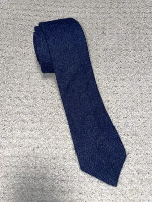 Corbata tejida vintage Yves Saint Laurent YSL brezo niebla mezcla lana azul Italia LEER Foto 1 de 4