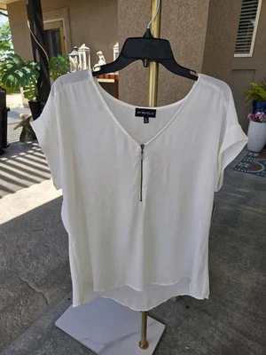 Blusa feminina My Michelle marfim com zíper gola V tamanho GG nova com etiquetas - Imagem 1 de 4