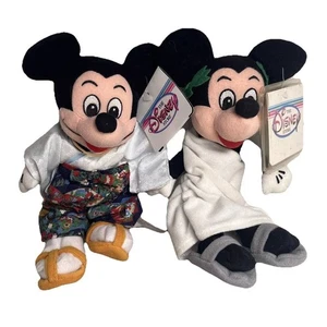 Disney Store Mickey Mouse Kimono Japan & Toga Towel Plush W/ Tags 9" Lot of 2 - Picture 1 of 22
