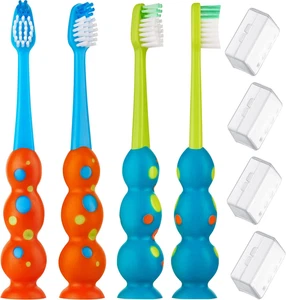 Trueocity Kinderzahnbürste 4er Pack - weiche konturierte Borsten - Kinderbürste H - Bild 1 von 12