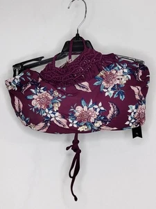 NWT Ambrielle Color Burgundy Bandeau Bikini Swim Top With Halter Web Neck Straps - Picture 1 of 2