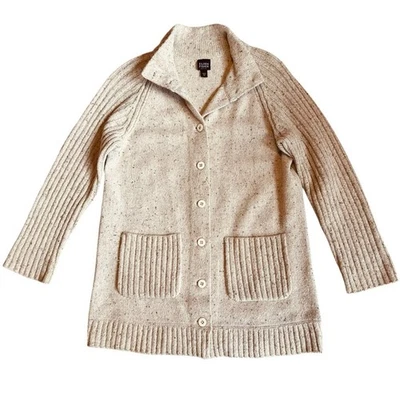 Cárdigan suéter acanalado Eileen Fisher para mujer talla M Petite crema lana de cordero angora Foto 1 de 4