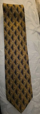 Nova Gravata Masculina Bellinzona Anos 1980 Ouro/Prata Geométrica Diamante Seda 3,75" Varejo $47 - Imagem 1 de 4