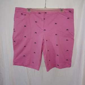 Charter Club Pant Shop Pink Embroidered Bicycle Design Bermuda Shorts Size 18 - Picture 1 of 6