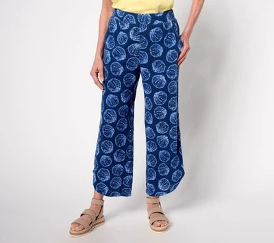 Pantalones para mujer Denim & Co. talla grande 3X playa regular estampado tejido azul A685149 Foto 1 de 4
