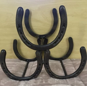 Rustic Horseshoe Wine Rack - Holds 3 Bottles - Western Decor Solid Quality - Picture 1 of 4