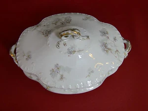 Haviland Limoges Schleiger 83-1 E.B. Taylor blaue Blumen ovale Schale mit Deckel - Bild 1 von 10