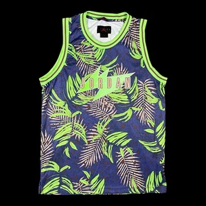 Nike Air Jordan Jersey Tank Top Mens Medium Floral Tropical Multicolor Hawaiian - Picture 1 of 17