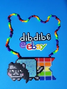 Skrillex Nyan cat kandi perler necklace, rave, EDC, PLUR hama art bead melty - Picture 1 of 2
