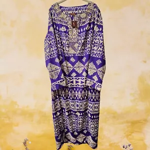 NWT V By Eva Lovely Beaded Kaftan Swim Pool Cover Dress Sz 2X Made In USA Purple - Picture 1 of 7