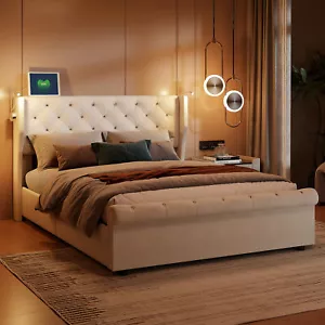 Boxspringbett Polsterbett 160x190cm Stauraumbett Doppelbett Bettkasten LED USB - Bild 1 von 12