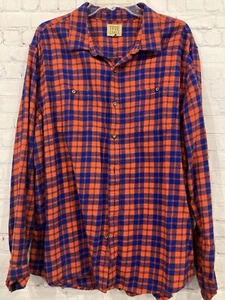 Camisa True Craft de franela con botones para hombre talla LS XXL roja azul bolsillos a cuadros - Imagen 1 de 8
