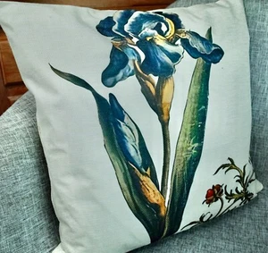 "IRIS"   VollKissen   Blume  45x45 cm  anmutig  frisch  Natur Leinen  BW  Federn - Bild 1 von 6