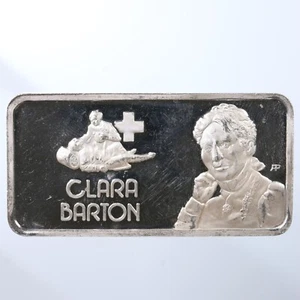 1974 Clara Barton 1oz 999 Silver Art Bar Hamilton Mint - Picture 1 of 4