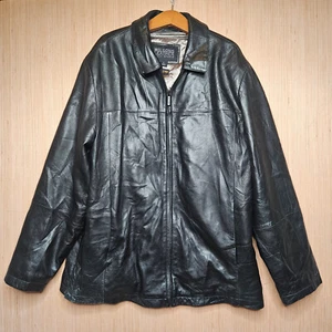 Wilsons Pelle Leather VTG Jacket Mens Large Thinsulate Black Collared 90s Y2K - Picture 1 of 12