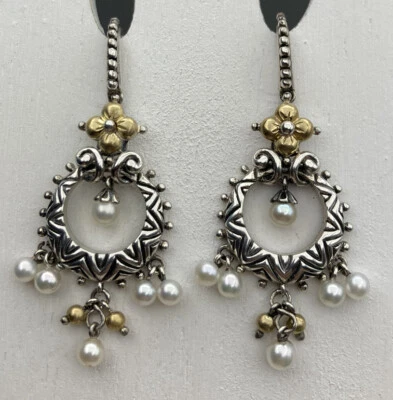 Pendientes araña Barbara Bixby plata de ley 925 perlas de agua dulce de 18 k 2 pulgadas Foto 1 de 4