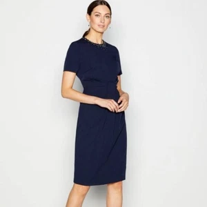No 1Jenny Packham Women’s Ladies Navy Embellished Neck Trim Dress Size 18 - Picture 1 of 12