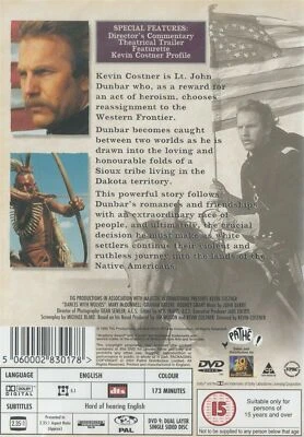 Dances With Wolves NEW UK DVD 1990film Kevin Costner 5060002830178Mary McDonnell - Image 1 of 2