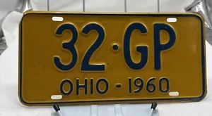 Ohio 1960 License Plate Original Vintage 32 GP RARE 4 DIGIT NICE - Picture 1 of 24