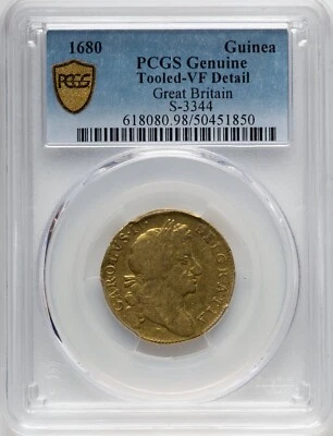 England - 1680 Charles II - Guinea - PCGS VF Details - PLEASING! - Image 1 of 4