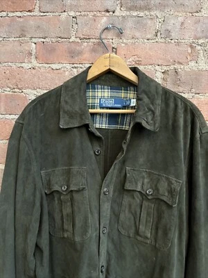 Chaqueta Camisa Polo Ralph Lauren Hombre Gamuza, Talla Grande, Verde Bosque Foto 1 de 4