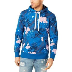 AMERICAN RAG MENS FLORAL REGULAR FIT HOODIE IN LIVING STREAM, S - Picture 1 of 1